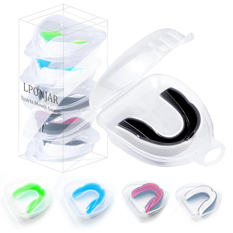 LPONJAR 5 Pack Kids Youth Mouth Guard for Sports, Boys Girls Mouth Guard with Case, Child Teen Sports Mouthguard for Football Lacrosse Basketball Boxing Soccer Taekwondo MMA Karate - Image 1